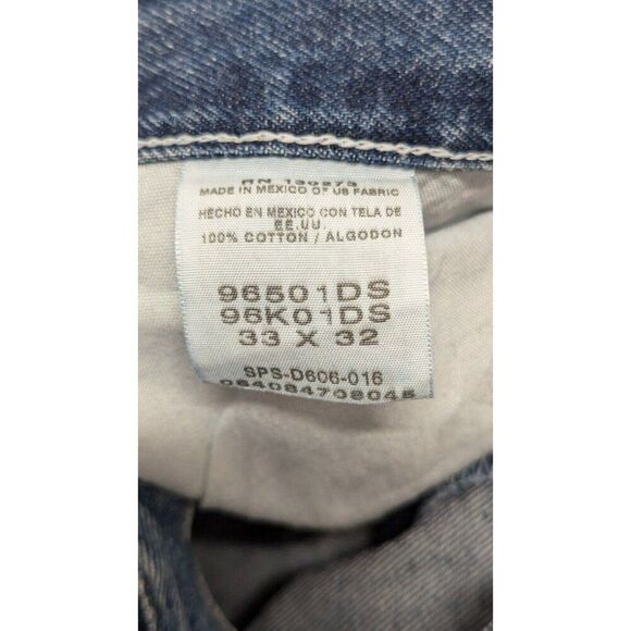 Wrangler Mens 33x32 Blue Denim Jeans Solid Pure Cotton Pockets Tapered Mid Rise - Picture 6 of 7